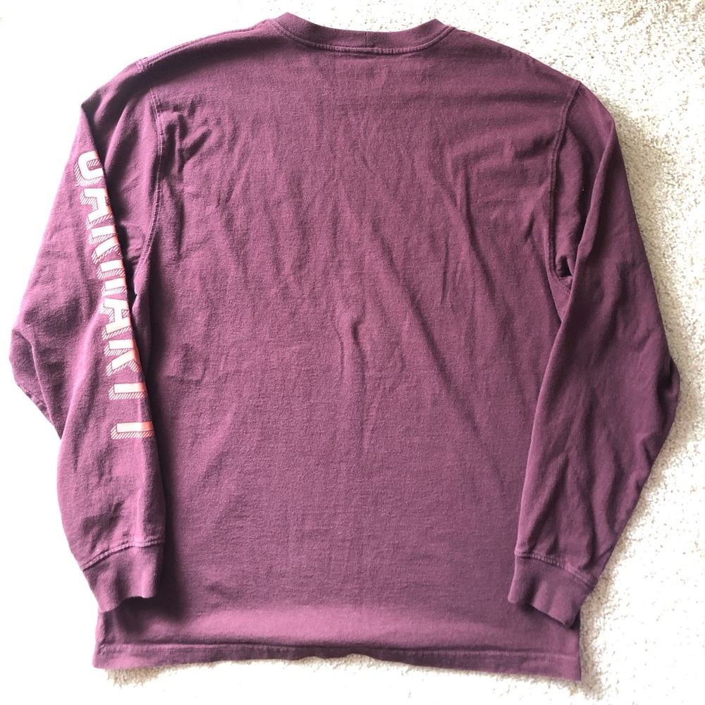 Men’s Carhartt Maroon Long Sleeve Cotton Tee Logo Loose Fit ‘True to This’ - Picture 4 of 7